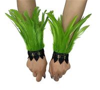 URFEDA 1 paio di bracciali da donna in stile gotico, con piuma, per Halloween, Natale, cosplay