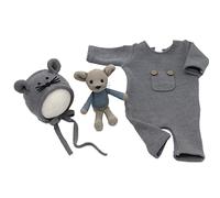 URFEDA Accessorio di scena per neonato per foto costume per bambini carino cartone animato maglia pagliaccetto piccolo topo cappello per topo bambola per bambini costumi per fotografia unisex per