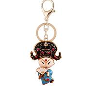 URFEDA Bling portachiavi stile cinese portachiavi pechino opera bambola portachiavi portachiavi auto portachiavi in metallo per chiavi borsa zaino borse ciondolo, Blu 2., 4.5cmx13cm