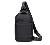 URFEDA Borsa a tracolla da uomo, piccola borsa a tracolla in nylon, anti-furto, borsa a tracolla, borsa a tracolla multi-tasca, per escursioni, lavoro, scuola, negozio, colore nero, Nero , taglia