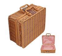 URFEDA Cestino da picnic per 2 a 4 persone, cestino da picnic in vimini con fodera in tessuto, decorazione retrò/cestino per regali, per picnic, campeggio, cucina