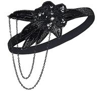 URFEDA Charleston anni '20 - Fascia per capelli stile anni '20, stile vintage, con piume e cristalli, per donne e ragazze