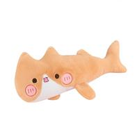 URFEDA Cuscino in peluche Squalo Gatto 80cm Kawaii Gatto Lungo Cuscino in Peluche Carino Doudou Gigante Peluche Cartone Animato Giocattoli di Peluche Regalo Compleanno Natale San Valentino Giallo