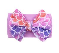 URFEDA Fascia per capelli da ragazza, con fiocco, in nylon, grande fiocco elastico, alla moda, per l'estate, per bambini, per neonati, per bambini, colore viola