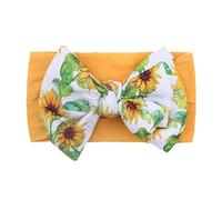 URFEDA Fascia per capelli da ragazza, con fiocco, in nylon, grande fiocco elastico, alla moda, per l'estate, per bambini, per neonati, per bambini, colore giallo