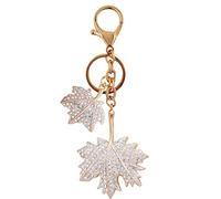 URFEDA Fashion Crystal Maple Leaf Keychain Portachiavi Borsa Ciondolo Borsa Gioielli Regali, Per Le Donne Ragazze Auto Borsa Tartaruga Ciondolo Ciondolo, bianco, Taglia unica