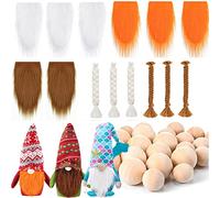 URFEDA Kit Barba di GNOME DIY Noel Bambola GNOME Faux Fur Fabric GNOME Barba con naso di palle di legno o Barba Intrecciata GNOME Accessori per Festival Arredamento della Casa Fai da te