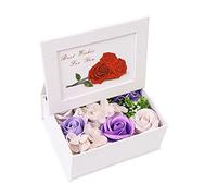 URFEDA Sapone artificiale rose con cornice per foto, confezione regalo di fiori finti, rosa per sempre, regalo di fiori da donna, regalo di fiori per la festa della mamma, San Valentino, festa degli