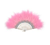 URFEDA Scomparti da donna, a forma di piuma Marabou anni '20s, stile vintage, stile retrò, ventaglio da donna, costume da Gatsby, accessorio pieghevole, per feste e costumi, Colore: rosa., Taglia