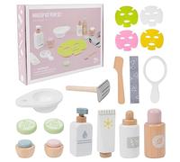 URFEDA Set di trucchi per bambini, in legno, per ragazze, 3 + bambini, trucco, specchio, set per cosmetici, gioco di ruolo, regalo di compleanno