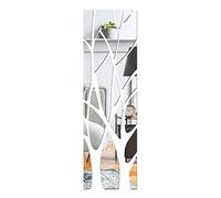 URFEDA Specchio 3D Tronco d'Albero Adesivo Murale con Rami per Decorazione Casa, Corridoio, Soggiorno, Camera da Letto - Argento