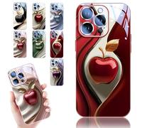 Urgalaxy Personalized 3D Colorful Fruit Tempered Glass Phone Case, All-Inclusive Lens Design Phone Case, Magnetic Slim Protective Cover for iPhone 12/13/14/15/16 Pro Max (Red,for 12 Pro Max)