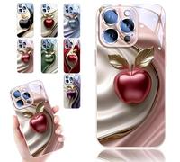 Urgalaxy Personalized 3D Colorful Fruit Tempered Glass Phone Case, All-Inclusive Lens Design Phone Case, Magnetic Slim Protective Cover for iPhone 12/13/14/15/16 Pro Max (Pink,for 14)