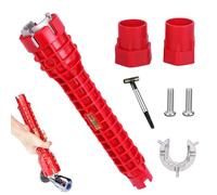 Urganvem 14 in 1 Chiave per Rubinetto Sottolavello, Chiave a Tubo per Rubinetti, Multifunzionale Acqua Tubo Chiave, per WC Bagno Cucina (Rosso)