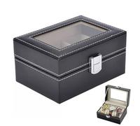 Urganvem Porta Orologi a 3 Posti, Scatola Portaorologi, Scatola Per Orologi in PU con Coperchio in Vetro Cuscini Rimovibili Scatolas Porta Orologios Portas Orologis Uomo Donna PIdea Regalo(Nero)