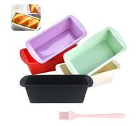 Urganvem Stampo Plumcake Silicone, 5 Pezzi Riutilizzabile Rettangolare Stampi in Silicone per Dolci, Con Pennello per Olio, Adatti per Pane Torte Cottura Congelamento (5 Colori)