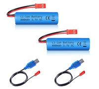 URGENEX Batteria agli ioni di litio da 3,7 V, 800 mAh, confezione da 2 batterie con caricatore USB, JST Plug RC, ricaricabile, compatibile con camion Huina RC