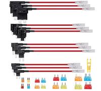 URHRHU 12 Pezzi Mini Rubacorrente Portafusibili 12V-32V con 16 Pezzi 5A 10A 15A 20A Lama Fusibile - Fusibili Auto Set 4 Tipi Ruba Corrente Rubacorrente Add A Circuit Rubacorrente er Auto