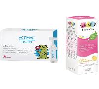 Uriach Pacchetto Muco Actimar Bambini 5 Fiale da 5 ml + Pediakid Naso-Gola Sciroppo Bambini al Limone e Miele 125 ml