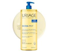 Uriage Derm-Phy, olio doccia da 1 l, detergente viso e corpo, pelle secca e sensibile, deterge, nutre, previene la secchezza, 25% glicerina e agenti extra ricchi, pH fisiologico, senza sapone