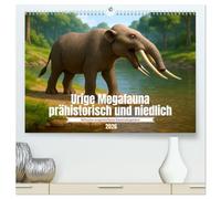 Urige Megafauna preistorico e carino (calendario da parete 2026 di alta qualità, DIN A2 orizzontale), stampa artistica lucida