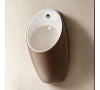 Urinale a Parete Uomo in Ceramica, Urinale con Scarico Automatico a Sensore | Antispruzzo per Bagno Casa Hotel e Uso Commerciale(Brown/white,Built-In Sensor)
