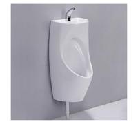 Urinario da uomo a prova di perdite, con lavabo e rubinetto, in ceramica, per la notte, per il bagno, orinatoio all'aperto (bianco, drenaggio del pavimento)