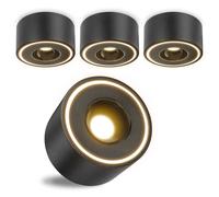 URing 4 Packs Faretti Led Soffitto Nero - Super Piatto - Ø97x55mm - Faretto da soffitto LED 8W 1680lm - 3000K Luce Calda - Rotondo Faretti Soffitto 230V, Faretto Led Interno in Alluminio