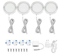 URing 4 Pezzi LED Lampada Armadio, Luce LED Sottopensile Cucina Luci Armadio Luce Notturna Lampada da Lavello per Vetrina Guardaroba Pensile Cucina Cantinetta Soggiorno Camper, Bianco Caldo Luce