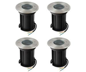 URing Faretto da incasso a LED IP67 attacco GU10 faretti led esterno, 230V Faretti da Pavimento rotonde Luci da incasso calpestabile da Segnapasso esterno terra, 30cm cavo preinstallato, Ø11x12cm