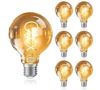 URing Lampadina LED E27 Luce Calda 2200K Edison Vintage LED Lampadine 4W Risparmio Energetico Filamento Lampada E27 Adatto per decorare la casa, Caffè, Bar, 6 pezzi (G80) Non Dimmerabile
