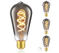 URing Lampadina LED E27 Luce Calda Dimmerabile 2200K Edison Vintage LED Lampadine 4W Risparmio Energetico Filamento Lampada E27 Adatto per decorare la casa, Caffè, Bar, 3 pezzi (ST64) Vetro Fumé