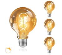 URing Lampadina LED E27 Luce Calda Dimmerabile 2200K Edison Vintage LED Lampadine 4W Risparmio Energetico Filamento Lampada E27 Adatto per decorare la casa, Caffè, Bar, 3 pezzi (G80)