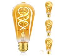 URing Lampadina LED E27 Luce Calda Dimmerabile 2200K Edison Vintage LED Lampadine 4W Risparmio Energetico Filamento Lampada E27 Adatto per decorare la casa, Caffè, Bar, 3 pezzi (ST64)