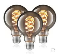 URing Lampadina LED E27 Luce Calda Dimmerabile 2200K Edison Vintage LED Lampadine 4W Risparmio Energetico Filamento Lampada E27 Adatto per decorare la casa, Caffè, Bar, 3 pezzi (G80) Vetro Fumé