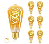 URing Lampadina LED E27 Luce Calda Dimmerabile 2200K Edison Vintage LED Lampadine 4W Risparmio Energetico Filamento Lampada E27 Adatto per decorare la casa, Caffè, Bar, 6 pezzi (ST64)