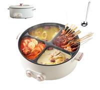 Uringo Electric Pots 4 Compartment, Multi-functional Household 6 Liters Capacity Hot Pot, Integrated Hot Pots Electric Caldron