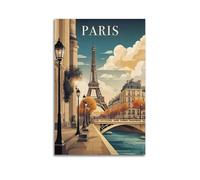URIWYR Poster decorativo da parete con motivo di Parigi, stile vintage, per soggiorno, camera da letto, 30 x 45 cm, senza cornice