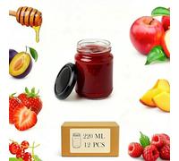 URMONA 12 Pezzi Barattoli per Marmellata 220 ml con Coperchio, Vasetti in Vetro con Tappo a Vite, Barattoli Meal Prep per Marmellata, Yogurt, Miele