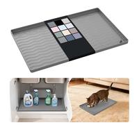 URMONA Protezione Sottolavello Silicone 30 x 48 cm, Tappetino Mobile Bagno | Rivestimento mobile, protezione ripiani, bordo contenitivo, silicone flessibile, pulizia rapida, base lettiera e casa (Beige)
