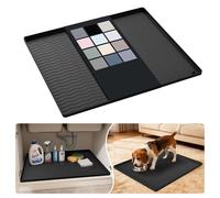 URMONA Tappetino Sottolavello in Silicone Impermeabile, Rivestimento per Mensole e Mobili da Cucina e Bagno, Protezione per Mobile e Piano, Tappetino per Lettiera(Nero,55 x 63 cm)