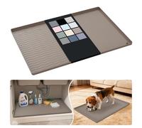 URMONA Tappetino Sottolavello in Silicone Impermeabile, Rivestimento per Mensole e Mobili da Cucina e Bagno, Protezione per Mobile e Piano, Tappetino per Lettiera(Beige,48 x 71 cm)