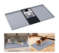 URMONA Tappetino Sottolavello in Silicone Impermeabile, Rivestimento per Mensole e Mobili da Cucina e Bagno, Protezione per Mobile e Piano, Tappetino per Lettiera(Grigio Chiaro,48 x 86 cm)