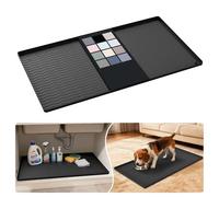 URMONA Tappetino Sottolavello in Silicone Impermeabile, Rivestimento per Mensole e Mobili da Cucina e Bagno, Protezione per Mobile e Piano, Tappetino per Lettiera(Nero,48 x 86 cm)