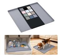 URMONA Tappetino Sottolavello in Silicone Impermeabile, Rivestimento per Mensole e Mobili da Cucina e Bagno, Protezione per Mobile e Piano, Tappetino per Lettiera(Grigio Chiaro,48 x 48 cm)