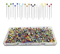 Urmspst Spilli da Sarta, 600 Pcs Spille Dritti, 38mm Spille da Cucire con Testa di Vetro a Sfera Colorata per Tessuto, Gioielli Fai da Te, Progetti di Artigianato e Cucito (Colorato)