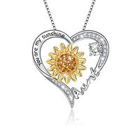 URMWMOO Collana in argento Sterling S925 con ciondolo a forma di girasole con scritta "You are My Sunshine Love Heart Infinity", per mamma, figlia, sorella, nonna, regalo di compleanno per donne
