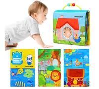 URMYWO Libri Sensoriali Neonato con Specchio,Libro di Stoffa per Neonati,Giochi Neonato 0 3 6 12 Mesi,Tummy Time, Pieghevole e Lavabile