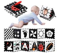 URMYWO Libro Sensoriale Neonati per Tummy Time, Libro Bianco E Nero | Giochi Sensoriali Per Neonati Ad Alto Contrasto, Lavabile E Da Appendere, Regalo Nascita Bimbo E Bimba 0-12 Mesi