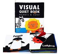 URMYWO Libro Stoffa Neonato, Giochi Neonato 0 3 6 12 Mesi, Libri di attività in Bianco e Nero Giocattoli Educativi Interattivo Passeggino Regali per Bambini, Libri Sensoriali per Tummy Time